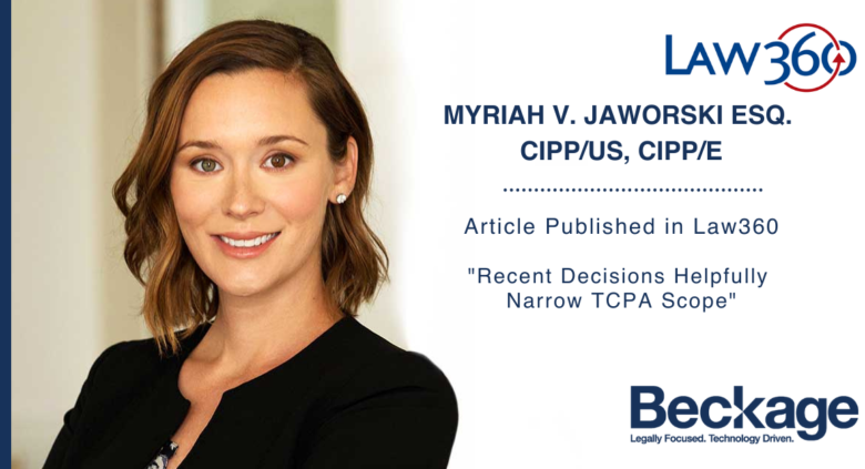 Myriah Jaworski Law360 TCPA Putative Class Action Case