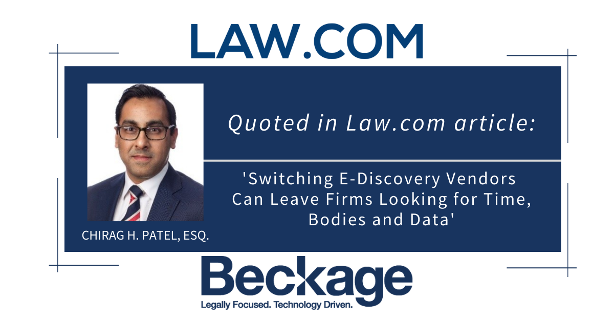 Chirag H. Patel Quoted in Law.com Article