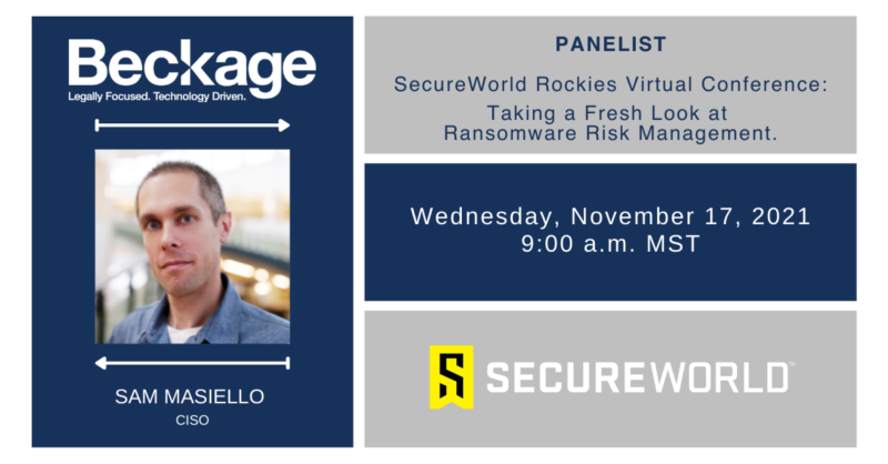 Sam Masiello Secureworld Rockies Virtual Conference