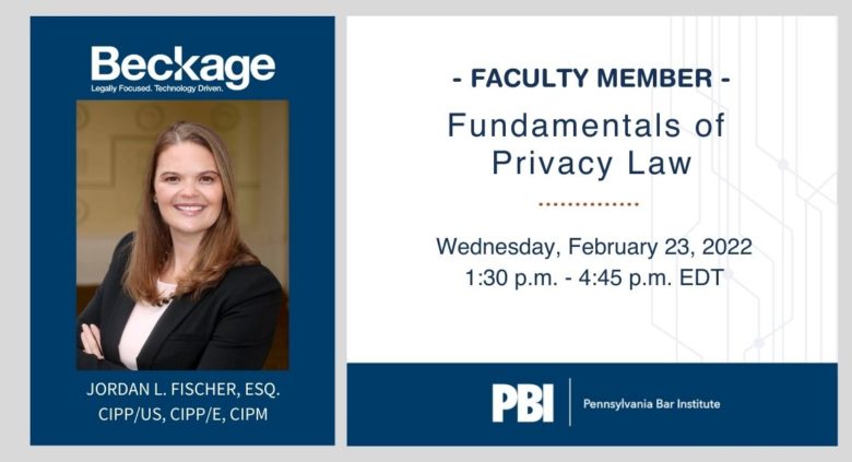 Jordan Fischer serves as Faculty for Fundamentals of Privacy Law PBI Webinar